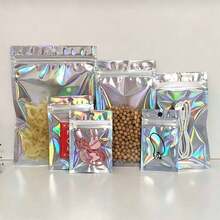 10/100 túi tự dán hologram, túi nhôm in laser cầu vồng có lỗ treo, thích hợp đựng trang sức, mỹ phẩm, bao bì thương mại nhỏ, túi quà tặng, đồ dùng tiệc tùng. - Nhiều phong cách - Xem 5
