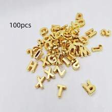 100pcs Acrylic Letter Pendants, Suitable For DIY Necklaces, Jewelry Making, Eyeglass Lanyards And Other Craft Accessories (Random Letters) - Gold - View 8