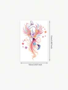 1 Tattoo Sticker, Colorful Gradient Phoenix With Floating Flowers In A Traditional Chinese Style, Beautiful Tattoo Pattern, Temporary Tattoo Sticker, Washable PVC, Disposable, Waterproof And Sweatproof, Can Be Applied On Palms, Arms, Waist, Abdomen, Back, Legs, Non-Reflective, Realistic Tattoo Design, Suitable For Travel, Music Festivals, Gaming, Graduation Gifts, Daily Use, Lasts 3-5 Days - 彩色 - 查看 2
