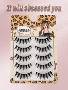 5 Pairs Doll Style Natural False Eyelashes - Transparent Stem Cartoon Eyelashes, Fairy Tale Design, Suitable For Cosplay - Reusable - Black - View 2