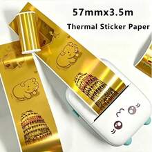 1/2 Roll 57mm X 3.5m Continuous Colored Self-Adhesive Thermal Printing Paper, Holographic Laser Thermal Label Paper Suitable For Mini Meow Machine/Ailibear Color Wrong Question Printing Sticker Paper Roll, Self-Adhesive Label Photo Paper - 57mm Printing Paper - View 3