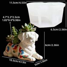 金狗造型多肉植物盆栽硅胶模具 可爱小狗造型收纳盒树脂石膏花盆模具 矮胖狗装饰模具 水泥石膏花盆模具 家居装饰工艺品模具 - A - 查看 8