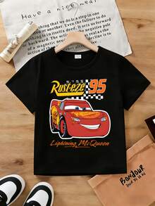 Disney Cars Lightning McQueen Toddler Boy 6M-3T 2-Piece Birthday Outfit Set, Short Sleeve T-Shirt & Shorts With 95 Red Race Car Graphic, Express Delivery - Quần áo đen và quần đen - Xem 2