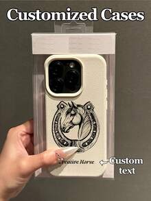 1个可定制黑白素描风格马头图案手机壳，兼容 17 Pro Max/17 Air/16E/16 Pro Max/15/14 Plus/13/12/11、S24/20 Ultra/A52S/A31 A21S/A13/A05S、Note 13 Pro Plus/Note 10/Note 12C/Note 13C，采用TPU材质，时尚个性，防摔设计，简约优雅，适合爱马人士或追求个性化手机配件的用户。 - 白色 - 查看 3