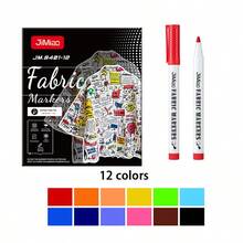 12/24 Warna Spidol Lukis Kain, Tahan Air & Tahan Pudar, Spidol Seni Tekstil untuk DIY Kaos, Mewarnai Sepatu, Kerajinan Tangan, Perlengkapan Sekolah - Pena lukis kain - View 23