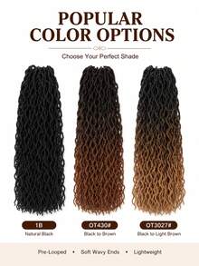 Pre-Looped Locs Crochet Hair, Ombre Faux Locs With Wavy Ends, 18 Strands/Pack Lightweight Synthetic Braiding Hair Extensions For Women, Easy Install - 彩色 - 查看 4