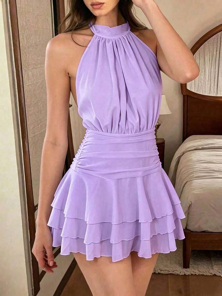 Women Midi Dresses - 淡紫色 - 查看 1