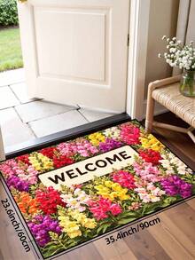 1pc Pink & Red Goldfish & Welcome Pattern Doormat, Farmhouse Style Washable Polyester Fiber Mat, Suitable For Living Room, Kitchen, Bedroom, Entryway, Home Decor, Room Decor, All Seasons - Pink - View 10