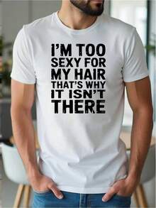 [Fashionable Printed T-Shirt] Black T-Shirt With Fun And Modern Print, Comfortable Casual Wear, Thick Fabric T-Shirt, Same Style For Men, Short Sleeve Printed T-Shirt For Summer 2026, 180G - 白色 - 查看 6