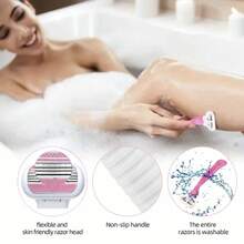 (1 Handle + 4 Blades) Women's Safety Razor Blades, Suitable For Face, Legs, Underarms And Bikini Area - Compatible With Venus Razors - Multicolor - View 5