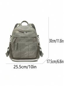 Ransel Wanita Modis dengan Warna Kontras, Tas Perjalanan Ringan Kasual Kapasitas Besar Serbaguna untuk Aktivitas Luar Ruangan, Tas Sekolah untuk Mahasiswa (Lihat Detail Warna) - Grey - View 6