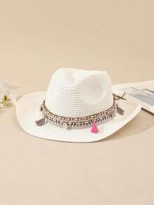 1 Summer And Spring Retro Hollow Rolled-Brim Wide-Brimmed Straw Hat For Men And Women Outdoor Travel Vacation Beach Hat Handmade Woven Sun Protection Breathable Western Cowboy Hat Panama Straw Hat Women's Country Hat Suitable For Outdoor Activities, Beach Essentials Suitable For All Seasons Holiday Gift Mother's Day Gift For Mom, Valentine's Day, Suitable For Vacation, Photography, Gift For Women - Multicolor - View 6
