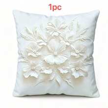 1/2/4Pcs White Floral Pattern Pillow Cover, Peach Skin Velvet Material, Gentle Style Decorative Pillow Cover, Suitable For Bedroom, Sofa, Living Room And Multi-Scenario Home Decor, Pillow Insert Not Included - Multicolor - View 7