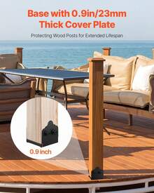 4x4 Post Base, 2 Pcs Post Base Brackets, Inner Size 3.6"X3.6" Heavy Duty Powder-Coated Post Anchor Matte Black Wood Post Brackets For Deck, Patio & Pavilion Railing Support Base Plate - 6x6 2pc - View 5