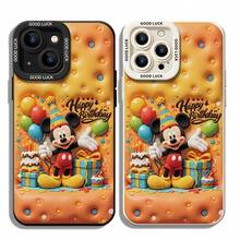 This Protective Phone Case Features Celebratory Mickey Mouse Wearing A Colorful Party Hat, Surrounded By Birthday Cakes, Balloons, Gift Boxes And The Raised "Happy Birthday" Lettering, On A Warm Orange Tufted Background Dotted With Polka‑Dots. Constructed From Flexible, Sturdy TPU Material To Prevent Daily Scratches, Bumps And Minor Damages, Compatible With IPhone 17, 16, 15, 14, 13, 12, 11 Pro Series And Galaxy S22, S23, S24, S25 Models, Great For Disney Mickey Mouse Fans For Birthday Gifting. - màu đen - Xem 6
