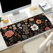 Alas Mouse Gaming Motif Bunga Putih Ekstra Besar - Alas Anti Selip, Alas Meja Karet Tebal & Tahan Lama - Ideal Untuk Gamer - Dapat Dicuci, Tepi Dijahit Presisi, Aksesori Kantor Tambahan - Mouse Pad - View 14