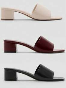 Sandalias de tacón alto con punta cuadrada y una correa, estilo coreano elegante para mujer, Primavera/Verano 2026 - Negro - Ver 4