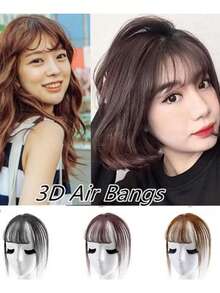 Women Fake Air Bangs 3D Air Fringe Seamless Ultra-Thin Clip-In Hair Extensions Synthetic Wigs Clip In Bangs Natural Hairpiece, Halloween - Multicolor - View 1