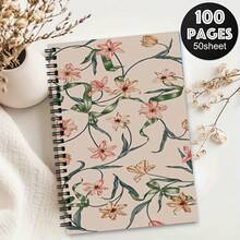 1 pieza Cuaderno tamaño A5, con patrón floral dibujado a mano, bloc de notas artístico, cuaderno creativo para estudiantes/oficina, escritura suave, portátil - flores de colores - Ver 19
