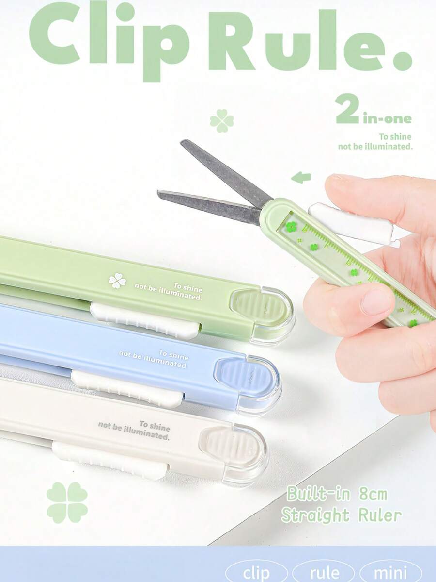 1件装多功能尺剪,二合一便携式剪刀,便携式可伸缩推拉式,带8厘米尺子,DIY手工剪贴簿工具,适用于学校、办公室、家庭、学生手工和日常使用 - Clip Rule - 查看 1