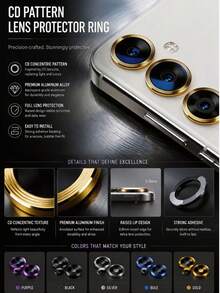 Arvin 9H HD Clear CD Texture Camera Lens Protector With Installation Locator Anti-Fall Anti-Shatter Metal Individual Ring Tempered Glass Lens Cover Strong Adsorption Phone Camera Screen Guard Compatible With Samsung Galaxy S26 Ultra S26 Plus S26 S25 Ultra S25 Plus S25 FE S24 Ultra S24 Plus S24 A57 A37 Galaxy Z Fold7 Fold6 Galaxy Z Flip7 Flip6 - Gold - View 7