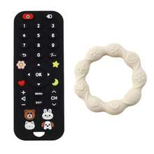 1 Set Of 2 Baby Remote Control Teether, Floral Pattern Silicone Chew Toy, Teething Toy - Multicolor - View 7