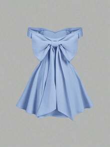 Vestido mini de mujer de unicolor con lazo y espalda descubierta - Granate - Ver 5