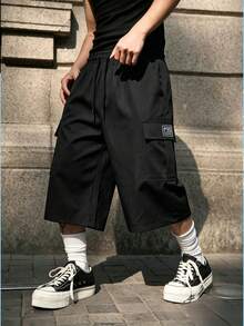 Men's Premium Luxury 3/4 Cargo Shorts, 3/4 Shorts Design With Flap Pockets, Suitable For Casual Daily Wear, Outdoor Activities, Commuting In All Seasons, Versatile - Perfect Gift Choice - Must-Have For Outdoor Enthusiasts Sports - Black - View 10