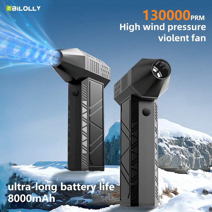 BiLOLLY Compressed Air Dust Collector - Mini Blower - Powerful Turbo Fan 100000/110000/130000RPM Electric Dust Collector, 3-Speed Wind Speed Adjustment, Suitable For: Keyboard Cleaning, Car Drying, Snow Removal And Dust Removal, Outdoor Camping And Other Dust Collectors