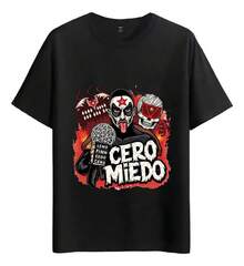 Muscle Freaks T-Shirt, Mexican Style Wrestler, Zero Fear - Black - View 1