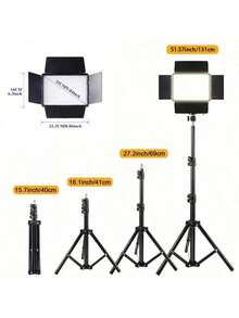 1 Set Perlengkapan Pencahayaan Video Fotografi LED, Bertenaga USB, Tripod 43 inci, Lampu Softbox Persegi 10 inci, 3 Suhu Warna yang Dapat Diatur, 4 Reflektor, Cocok untuk Penggunaan Dalam Ruangan, Tidak Membutuhkan Baterai, Cocok untuk Fotografi, Perekaman Video, Siaran Langsung, Rapat Zoom, Dengan Stand Lampu Selfie - Hitam - View 5