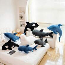 1 Peça Boneco de Pelúcia Realista de Orca, Tubarão, Golfinho e Leão Marinho de 25cm/9,84in, Macio e Confortável, Pode Ser Usado Como Travesseiro ou Almofada. Boneco de Pelúcia de Tubarão Fofo Adequado para Brincadeiras Diárias de Crianças, Ideal para Alívio do Estresse e Companhia na Hora de Dormir, Presente de Natal Perfeito para Crianças, Namorada, Mulheres, Família e Amantes de Tubarões. - Multicolorido - Visão 10
