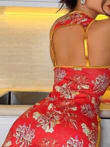 Fantasy Costume Sexy Series Printed Hollow Out Slit Women Lingerie Role Play Cherry Chinese Anime Cosplay Exotic Lingerie For Women Luvlette - 彩色 - 查看 2