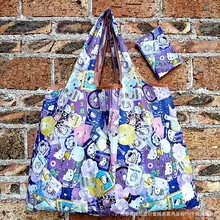 SANRIO 【三丽鸥IP】1个可折叠手提袋，大容量购物袋，便携印花单肩包，可重复使用，适用于户外、海滩、旅行、野餐、工作、学校午餐收纳 - A - 查看 12