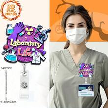 1pc Retractable Badge Scroll Accessory, Cute And Fun Acrylic ID Badge Clip, Designed For Lab Life, Hospital Offices, Nurses, And Doctors, Halloween Gift - Multicolor - View 6