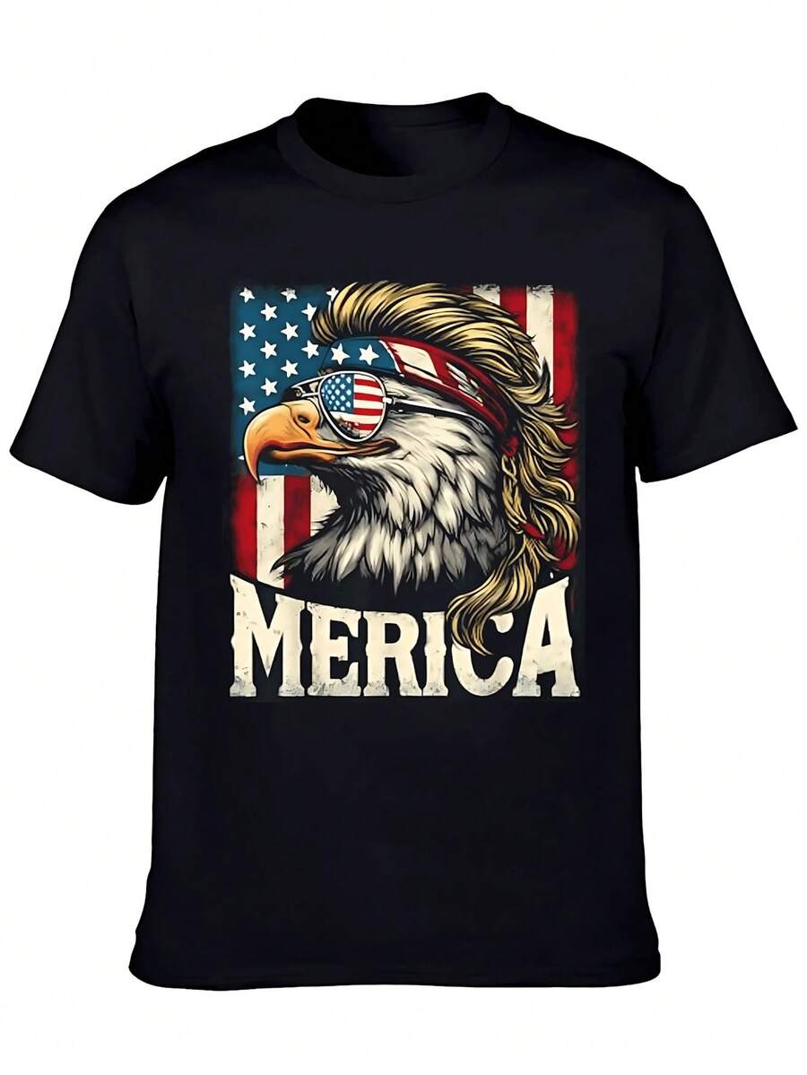 T-Shirt With Graphic Patriotic Pride - Hitam - View 1