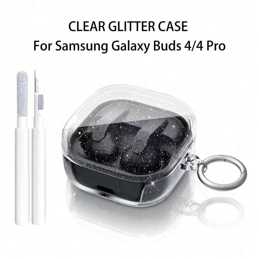 亮片、钻石清洁刷 1 个 + 透明闪光收纳盒 1 个,适用于 Galaxy Buds 4 Pro 无线蓝牙耳机软壳 - 無色 - 查看 1