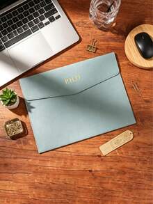 Customized Logo/Text Personalized Name Storage Bag, Portable File Protection, Large Capacity Soft Leather, Document/Contract Storage, Multifunctional Organizer File Folder, Suitable As Gift For Friends, Colleagues, Family - Multicolor - View 7