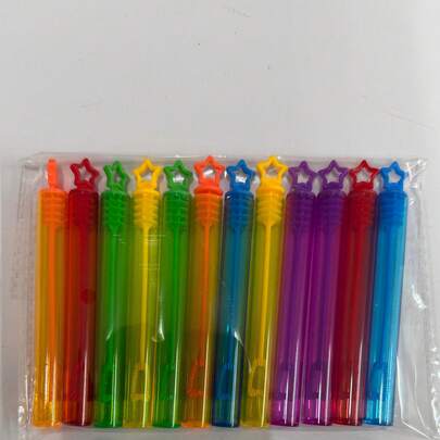 Varitas de burbujas de colores, juguetes sopladores de burbujas para adolescentes, suministros para fiestas con mini tubos de burbujas, creador de ambiente, sin líquido de burbujas incluido, varitas de burbujas con forma de estrella, estilos de colores aleatorios