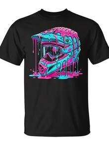 Casco de motocicleta todoterreno con diseño Didi, camiseta de carreras de motocicleta todoterreno, ropa para fiestas y vacaciones, ropa de celebración estacional para adultos, estampado estacional divertido, ropa estacional de calidad con estampado duradero, lavable a máquina, adecuada para ropa deportiva informal. - Negro - Ver 6