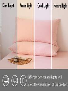 1pc Pink Pillowcase, Soft & Comfortable Bedding, Available In Multiple Colors, Suitable For Dorm Rooms, Simple & Fashionable Home Decor, Soft & Cozy Bedroom Linens, Machine Washable Without Filling - Pink - View 4