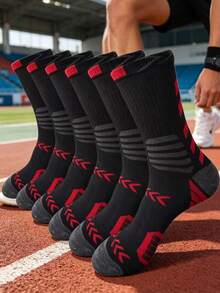 13pairs Men's Anti-Slip Basketball Crew Socks, Cushioned Performance Sports Socks For Running & Training - Multicolor - View 24