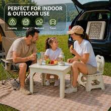 Foldable Table And Chair Set, Height Adjustable Portable Activity Table With 2 Folding Chairs, Indoor Outdoor Adults Table Set For Study, Crafts, Camping, Picnic, Snacks, Small Spaces - Cream White - View 4
