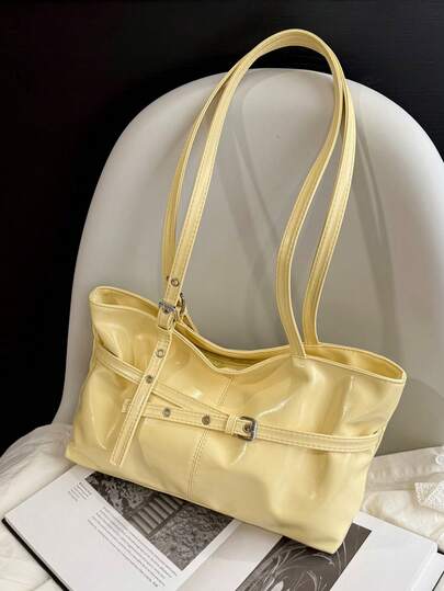 1 chiếc túi tote cỡ lớn kiểu cổ điển, túi đeo chéo cỡ lớn tiện dụng cho người đi làm, túi xách thời trang dành cho người đi xe máy, túi tote phối da lộn và da PU với dây đeo trang trí, khóa kéo, túi đeo vai nữ thích hợp cho công việc, đi học, du lịch, mua sắm, kinh doanh, sử dụng hàng ngày.