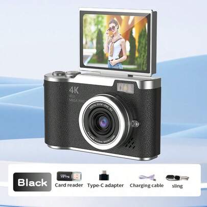 18X Optical Zoom Compact Digital Camera With 48MP Auto Focus, 4K Video, Face Detection, 2.4" Flip Screen, Rechargeable Battery
