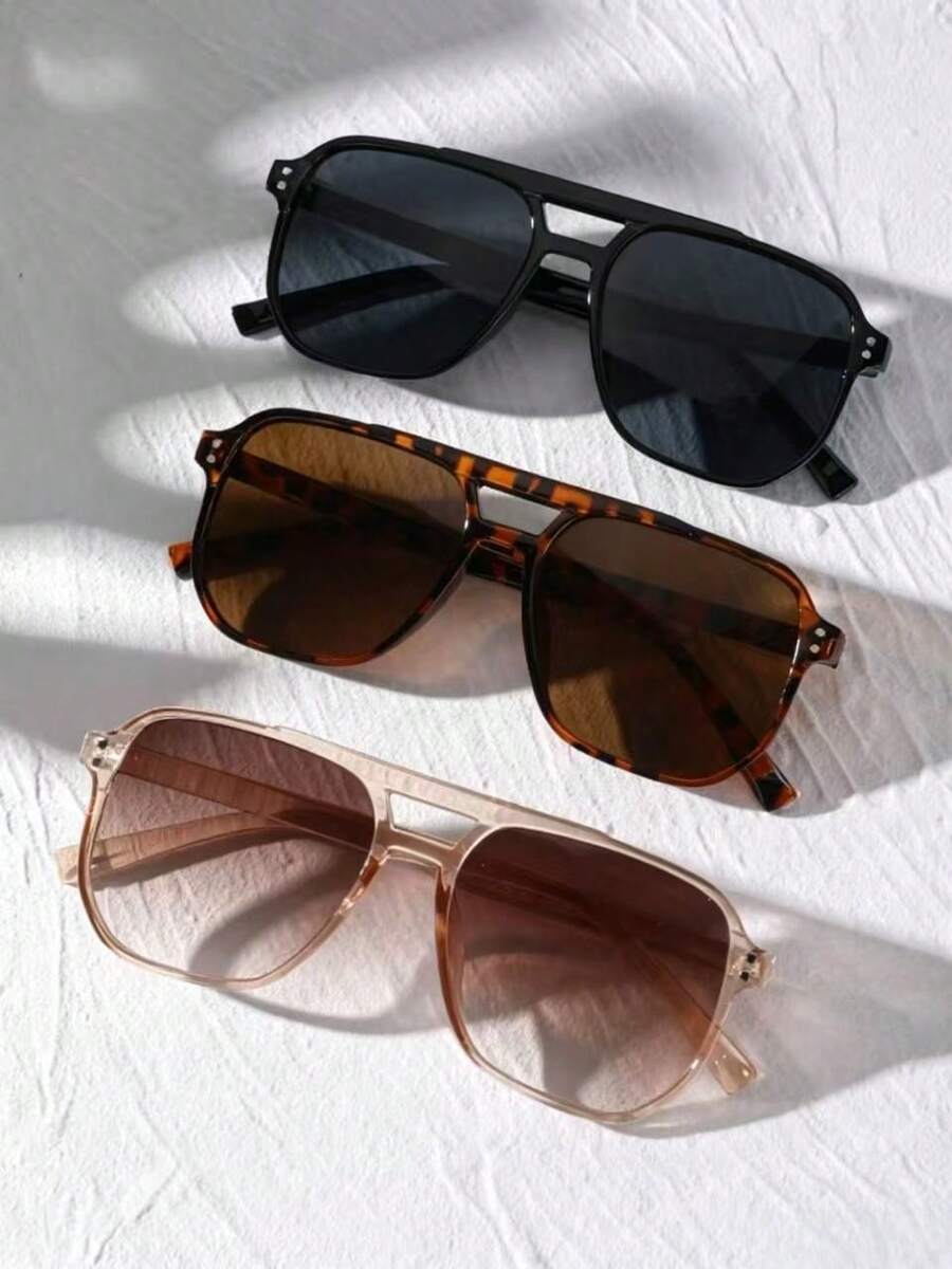 Bộ 3 kính thời trang vuông đính đá unisex - Nhiều màu - Xem 1