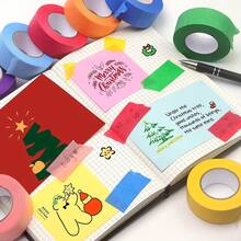 6 Rolls Vibrant Colorful Masking Tape, Suitable For Wall Art & Crafts, Non-Waterproof, Can Be Applied To Plastic, Wood, Glass, DIY Projects, Label Tape | Decorative Tape | Easy Tear Tape, Painting, Classroom Decoration, Color Sorting - Multicolor - View 3