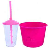 Souvenir Kit: 20 Popcorn Buckets (1.5 L) + 20 Cups (400 ML) - CRISTAL/PINK - View 2