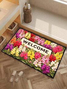 1pc Pink & Red Goldfish & Welcome Pattern Doormat, Farmhouse Style Washable Polyester Fiber Mat, Suitable For Living Room, Kitchen, Bedroom, Entryway, Home Decor, Room Decor, All Seasons - Pink - View 11