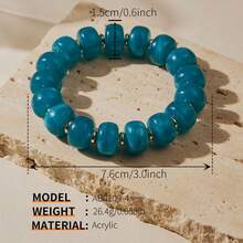ORNAPEADIA 2pcs/Set Bohemian Style Colorful Acrylic Beaded Bracelet And Necklace Set, Suitable For Vacation And Daily Wear - Lake Blue - View 4